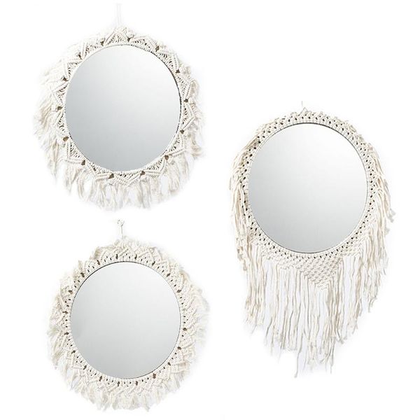 mirrors handmade woven hanging wall mirror bohemian antique braided cotton rope macrame fringe tassels tapestry round decoration
mirrors handmade woven hanging wall mirror bohemian antique braided cotton rope macrame fringe tassels tapestry round decoration