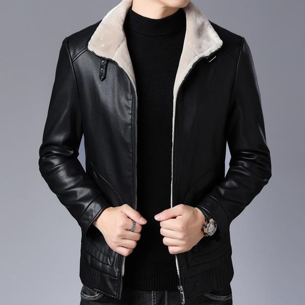 men's fur & faux a undertakes the winter leisure long-sleeved leather fashion coat lapels upset to keep warm, Black
men's fur & faux a undertakes the winter leisure long-sleeved leather fashion coat lapels upset to keep warm, Black