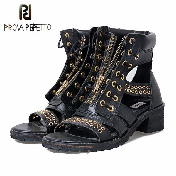 prova perfetto fashion leisure style 4.5cm square heel women sandals metal rivet studded front zipper concise gladiator, Black
prova perfetto fashion leisure style 4.5cm square heel women sandals metal rivet studded front zipper concise gladiator, Black