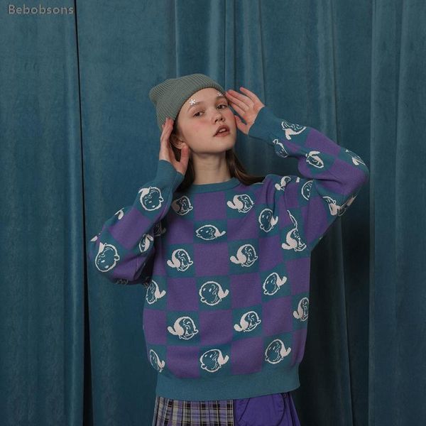 women's sweaters bebobsons designed cartoon pattern thick pullover sweater for women o neck long sleeve ladies warm purple knitwear, White;black
women's sweaters bebobsons designed cartoon pattern thick pullover sweater for women o neck long sleeve ladies warm purple knitwear, White;black