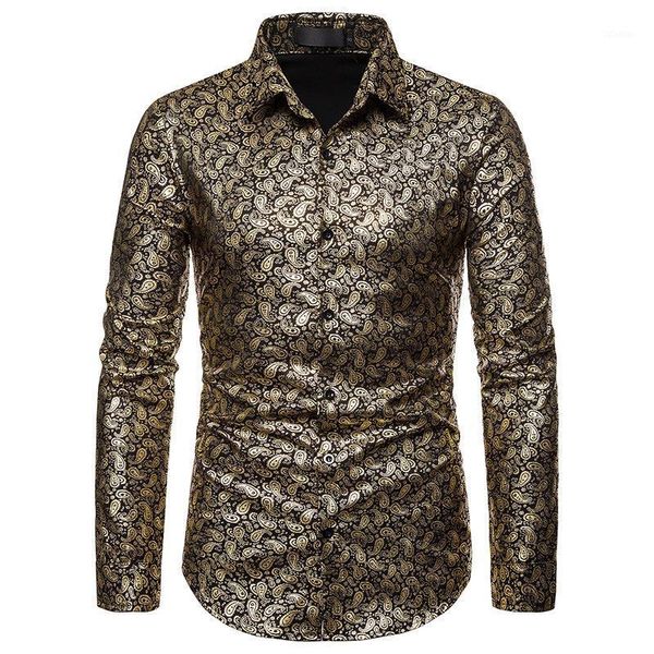 men's casual shirts nightclub lapel cashew flower stamping long sleeve shirt, White;black
men's casual shirts nightclub lapel cashew flower stamping long sleeve shirt, White;black