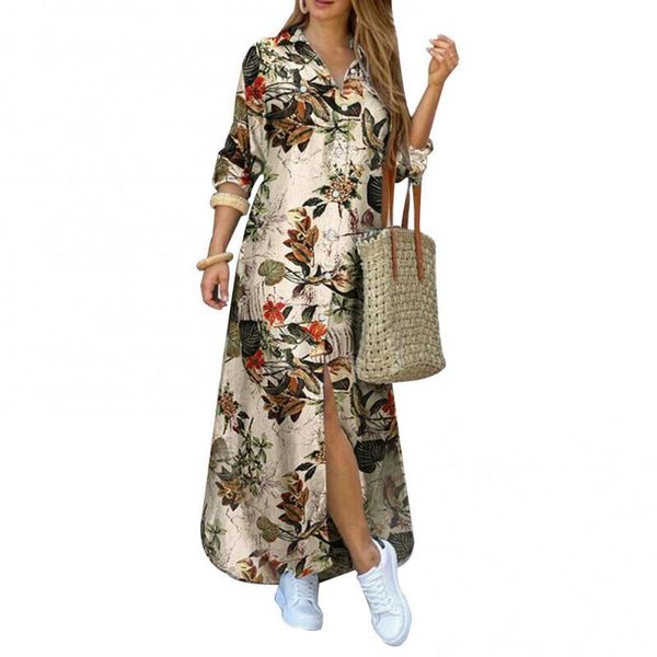 casual dresses s fashion women long sleeve flowers leopard camo print split hem maxi shirt dress, Black;gray
casual dresses s fashion women long sleeve flowers leopard camo print split hem maxi shirt dress, Black;gray