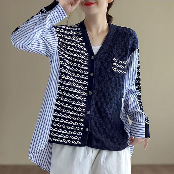 women's knits & tees fashion patchwork striped knitted sweater women long sleeve loose causal oversized sweaters cardigan clothes autu, White
women's knits & tees fashion patchwork striped knitted sweater women long sleeve loose causal oversized sweaters cardigan clothes autu, White