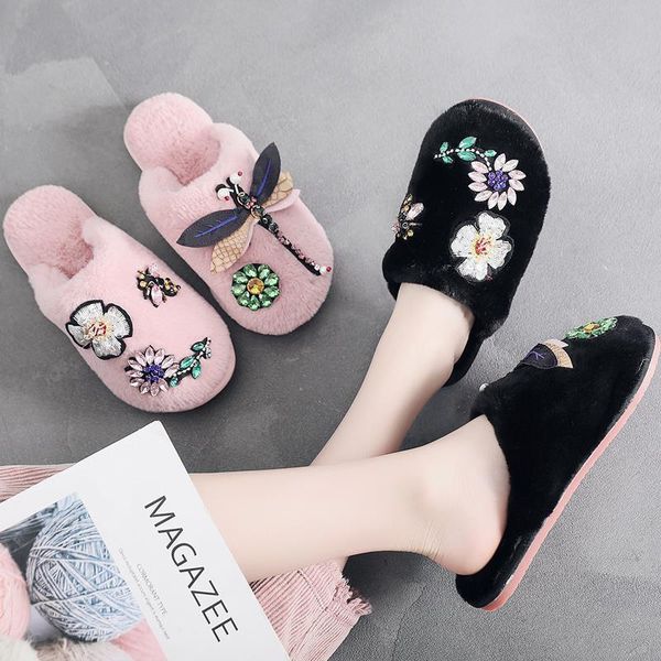 plush cotton slippers 2021 winter women crystal flower home girls cute indoor soft bottom non-slip warm, Black
plush cotton slippers 2021 winter women crystal flower home girls cute indoor soft bottom non-slip warm, Black