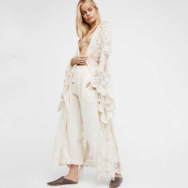 women's swimwear 2021 summer white maxi boho kimono kaftan cover-ups women sheer lace crochet wrap beach dress long open front cardigan, White;black
women's swimwear 2021 summer white maxi boho kimono kaftan cover-ups women sheer lace crochet wrap beach dress long open front cardigan, White;black