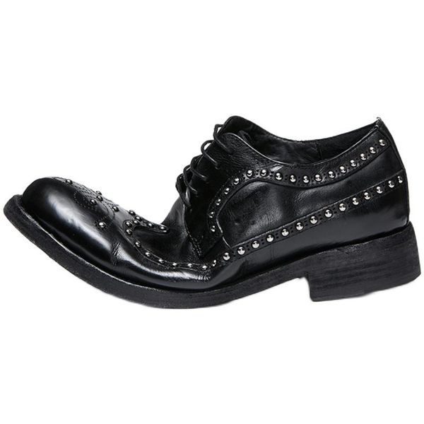 italian style thick heel goodyear oxfords cow leather formal breathable handmade mans shoes rivet bullock dress, Black
italian style thick heel goodyear oxfords cow leather formal breathable handmade mans shoes rivet bullock dress, Black