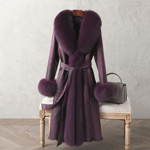 women's fur & faux fxfurs real coat mid-length 2021 winter close-fitting leather outwear female, Black
women's fur & faux fxfurs real coat mid-length 2021 winter close-fitting leather outwear female, Black