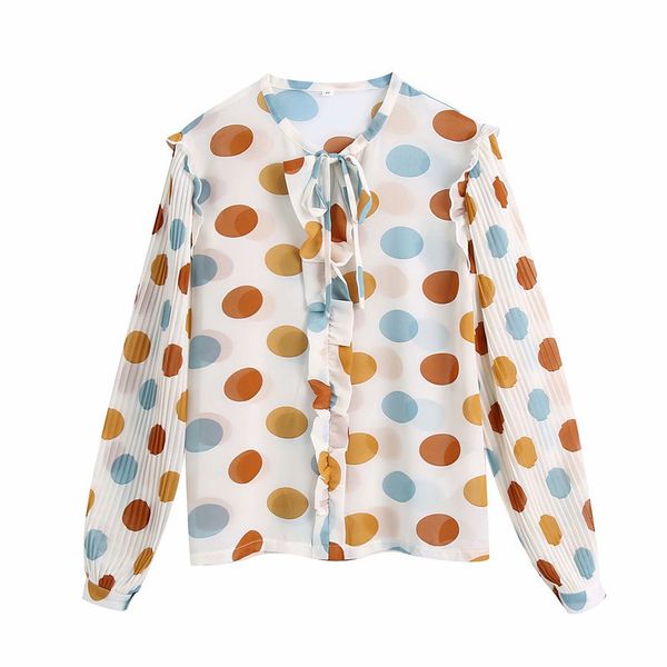 2021 new fashion women's simple casual polka dot printing tie shirt size xs-l, White
2021 new fashion women's simple casual polka dot printing tie shirt size xs-l, White