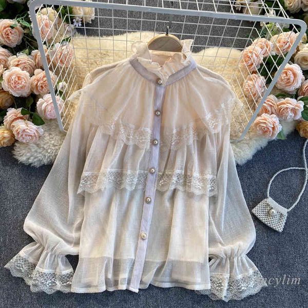 blouses lace chiffon shirt for women lantern sleeve ruffled collar lotus leaf blouse fashion female clothes spring summer, White
blouses lace chiffon shirt for women lantern sleeve ruffled collar lotus leaf blouse fashion female clothes spring summer, White