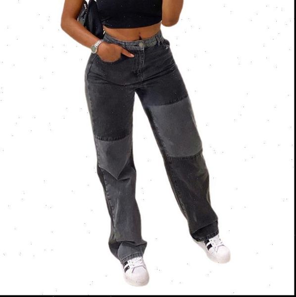 fashion denim high waist trousers women pants patchwork casual loose wear sports fall summer bottoms, Black;white
fashion denim high waist trousers women pants patchwork casual loose wear sports fall summer bottoms, Black;white