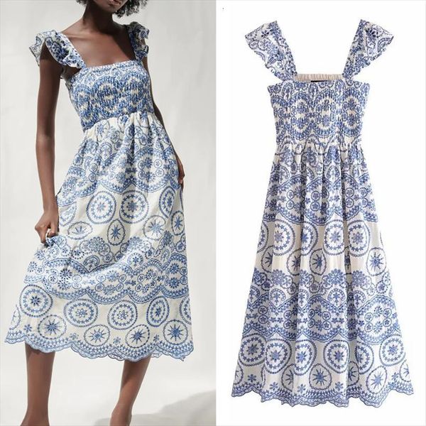 za blue long summer women dresses embroidery cut out midi vintage ruffle straps backless boho casual, Black;gray
za blue long summer women dresses embroidery cut out midi vintage ruffle straps backless boho casual, Black;gray