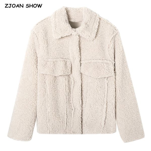 autumn winter double-face faux lamb fur jacket ivory vintage women long sleeve furry single-breasted coat short outerwear 210429, Black
autumn winter double-face faux lamb fur jacket ivory vintage women long sleeve furry single-breasted coat short outerwear 210429, Black