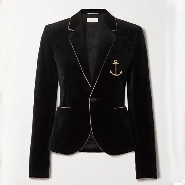 women's suits & blazers 2021 autumn winter woman's blazer velvet design slim black elegant coat button hign quality suit, White;black
women's suits & blazers 2021 autumn winter woman's blazer velvet design slim black elegant coat button hign quality suit, White;black