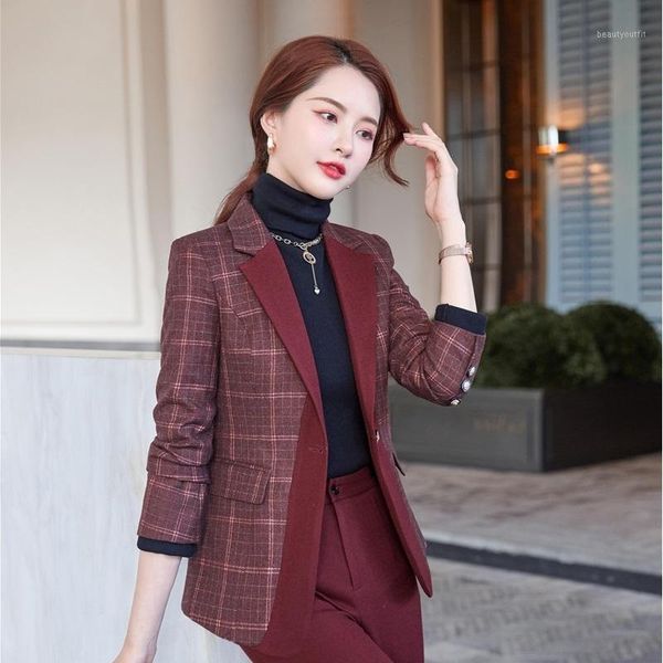 women's suits & blazers 2021 jacket fashion one button slim plaid coat ol styles fall winter for women business work blaser outwear, White;black
women's suits & blazers 2021 jacket fashion one button slim plaid coat ol styles fall winter for women business work blaser outwear, White;black