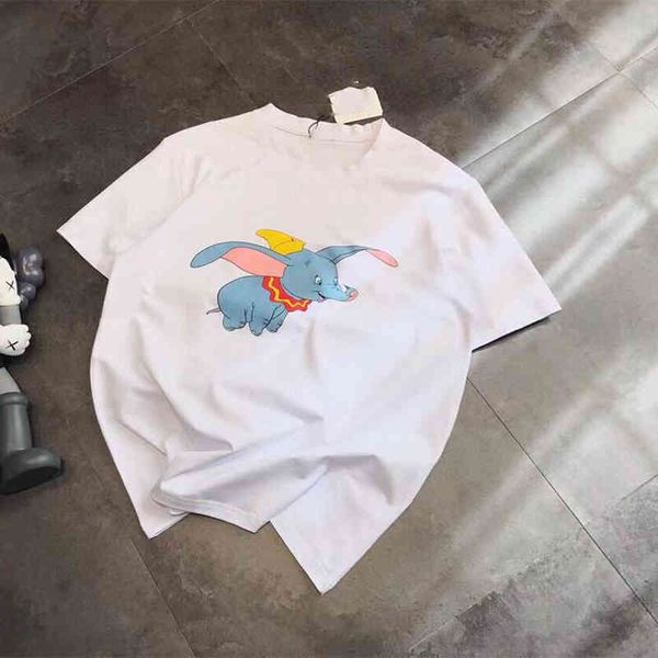 2022 factory wholesale new high version spring and summer aging female cartoon flying loose casual couple printed elephant short sleeve, White
2022 factory wholesale new high version spring and summer aging female cartoon flying loose casual couple printed elephant short sleeve, White