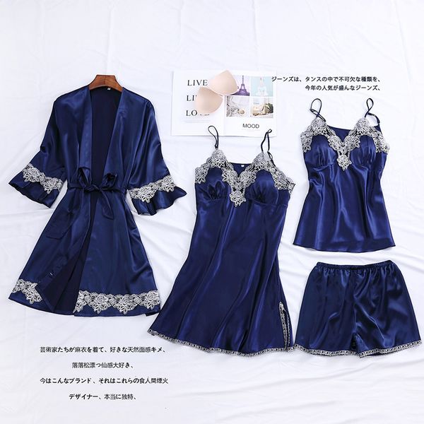 blue silk pajamas for women lace trimmed nightwear satin pajamas with shorts 4-piece sleepwear suits casual home clothes, Black;red
blue silk pajamas for women lace trimmed nightwear satin pajamas with shorts 4-piece sleepwear suits casual home clothes, Black;red