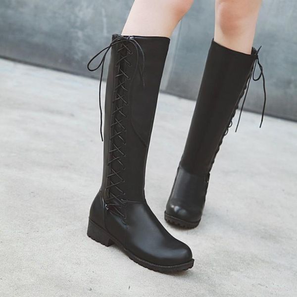 boots oversized european and american fashion side zipper lace women's shoes with thick heels high, Black
boots oversized european and american fashion side zipper lace women's shoes with thick heels high, Black