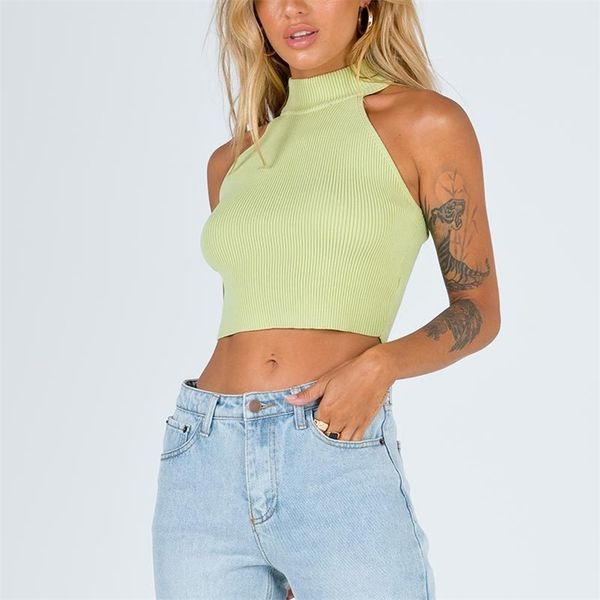 summer women's casual solid color high collar sleeveless short knitted vest 210430, White;black
summer women's casual solid color high collar sleeveless short knitted vest 210430, White;black