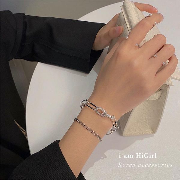 link, chain fashion double layer bracelet hip hop design simple hand accessories bracelets for women boho jewelry, Black
link, chain fashion double layer bracelet hip hop design simple hand accessories bracelets for women boho jewelry, Black