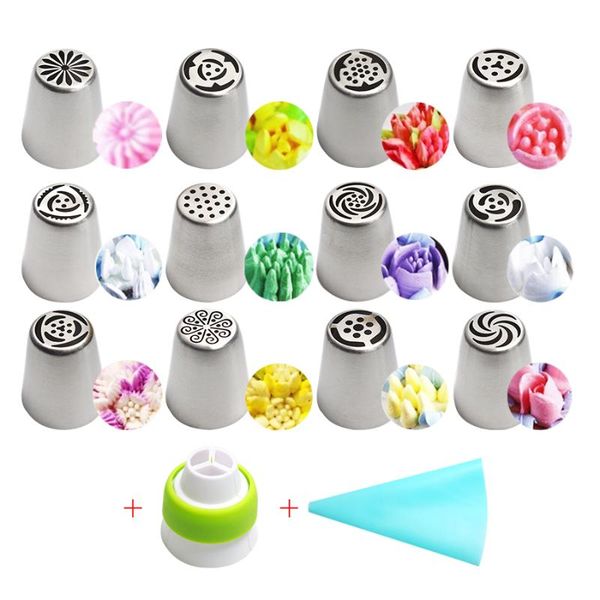 baking & pastry tools 14pc/set stainless steel russian tulip icing piping nozzles flower cream tips silicone bag kitchen accessories
baking & pastry tools 14pc/set stainless steel russian tulip icing piping nozzles flower cream tips silicone bag kitchen accessories