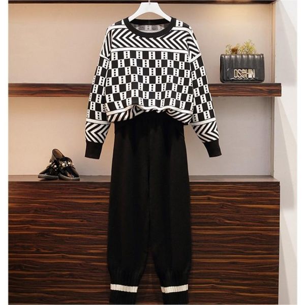 two piece dress plus size winter warm 2 set knitted sweater casual slim pants women geometric print trousers pcs suit clothing, White
two piece dress plus size winter warm 2 set knitted sweater casual slim pants women geometric print trousers pcs suit clothing, White