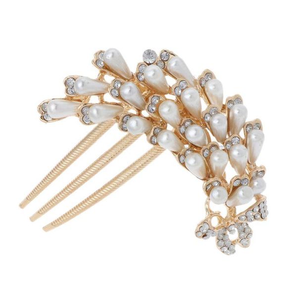 hair clips & barrettes 1pc crystal strass perles pin cheveux fleur clip peigne mariage bijoux, Golden;silver