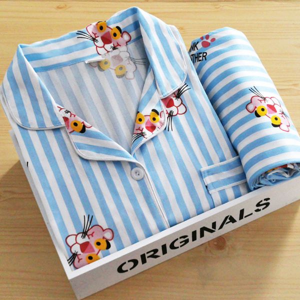 2021womens pajamas female spring and autumn new style womens casual fold-down cardigan long sleeve large size cartoon nightshirt, Black;red