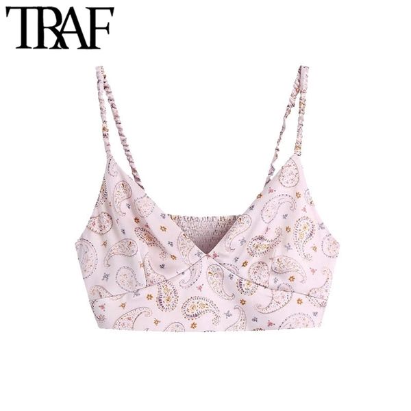 women fashion paisley print cozy cropped tank vintage black elastic thin straps female camis mujer 210507, White
women fashion paisley print cozy cropped tank vintage black elastic thin straps female camis mujer 210507, White