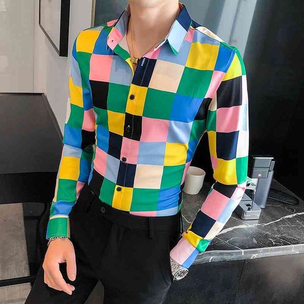 t shirts british style spring 2021 men's plaid long sleeve simple night club thin casual fit party/graduation tuxedo dressed in 3xl ejj, White;black
t shirts british style spring 2021 men's plaid long sleeve simple night club thin casual fit party/graduation tuxedo dressed in 3xl ejj, White;black
