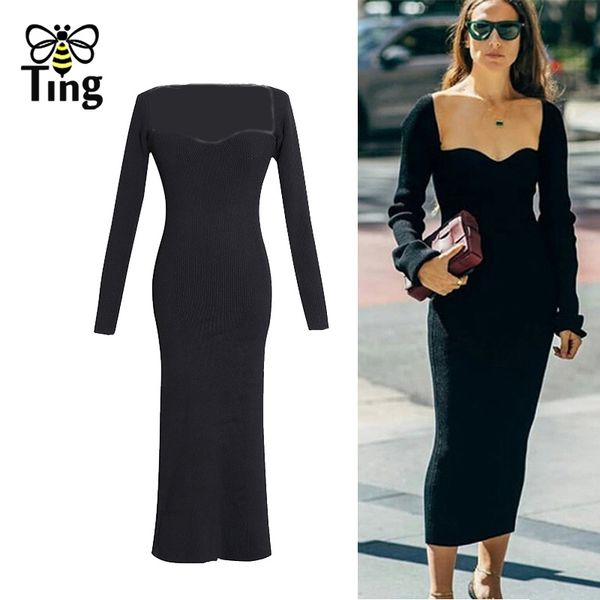 knitted dress for women square collar long sleeve bodycon curve slim black dresses female fashion design clothing 210513, Black;gray
knitted dress for women square collar long sleeve bodycon curve slim black dresses female fashion design clothing 210513, Black;gray