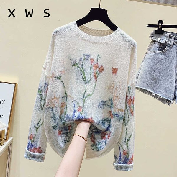 plus size women floral print mohair sweater loose casual long sleeve kint jumper fashion oversized pullover jersey mujer 210604, White;black
plus size women floral print mohair sweater loose casual long sleeve kint jumper fashion oversized pullover jersey mujer 210604, White;black