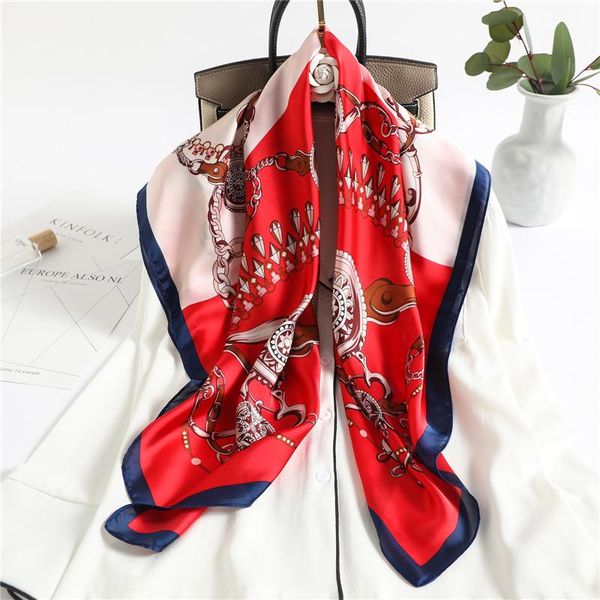 scarves 2021 women silk square scarf foulard neck bandana headband hijab female shawl wrap chain print pashmina spring, Blue;gray
scarves 2021 women silk square scarf foulard neck bandana headband hijab female shawl wrap chain print pashmina spring, Blue;gray