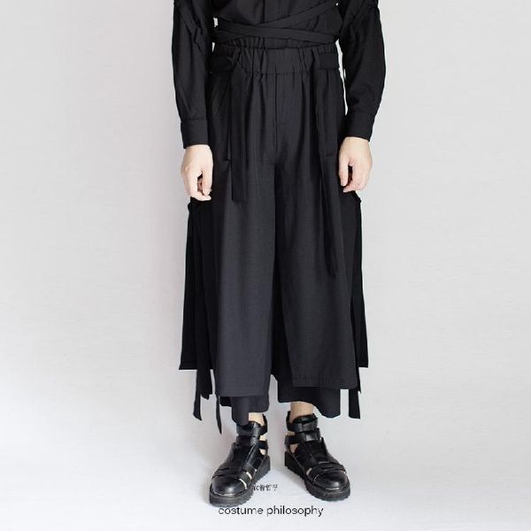 men's pants stage catwalk models european and american fashion casual personality simple loose wide leg, Black
men's pants stage catwalk models european and american fashion casual personality simple loose wide leg, Black