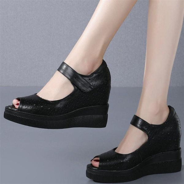platform pumps women breathable genuine leather wedge high heel ankle boots female hook peep toe fashion sneakers casual shoes, Black
platform pumps women breathable genuine leather wedge high heel ankle boots female hook peep toe fashion sneakers casual shoes, Black