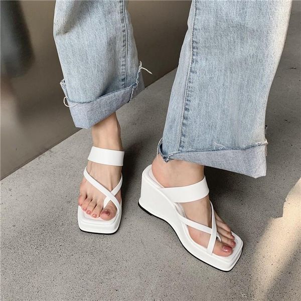 summer wedges flip flop women platform chunky high heels woman casual comfortable outdoor slippers beach shoes, Black
summer wedges flip flop women platform chunky high heels woman casual comfortable outdoor slippers beach shoes, Black