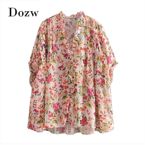 stylish chiffon ruffle blouse women floral print loose vintage shirts summer v neck fashion batwing sleeve blouses 210515, White
stylish chiffon ruffle blouse women floral print loose vintage shirts summer v neck fashion batwing sleeve blouses 210515, White