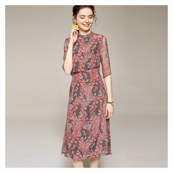 dress high-end 2021 summer fashion elegant women's wear silk vertical collar a skirt, Black;gray 
dress high-end 2021 summer fashion elegant women's wear silk vertical collar a skirt, Black;gray