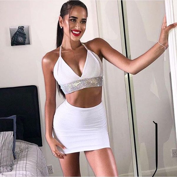 piece set women and skirt sets halter bra covers sequin patchwork womens outfit summer party two suits women's pants, White
piece set women and skirt sets halter bra covers sequin patchwork womens outfit summer party two suits women's pants, White