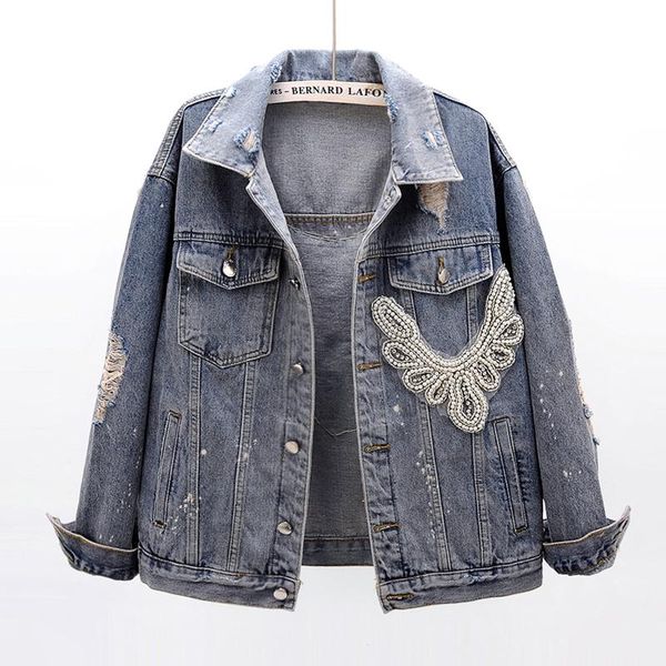 women's jackets 2021 autumn korean stitching beading diamonds flowers denim jacket women loose vintage short jeans coat female outerwea, Black;brown
women's jackets 2021 autumn korean stitching beading diamonds flowers denim jacket women loose vintage short jeans coat female outerwea, Black;brown