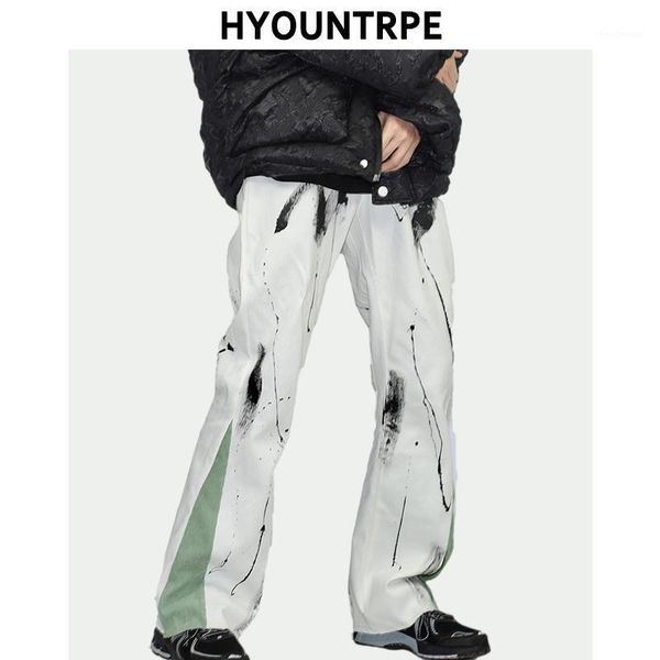 men's pants mens high street elastic waist bottom patchwork flare hip hop graffiti drawstring loose sportwear joggers men, Black
men's pants mens high street elastic waist bottom patchwork flare hip hop graffiti drawstring loose sportwear joggers men, Black