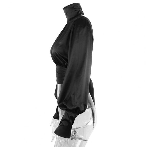 women's t-shirt 2021 summer women elegant long sleeve hollow turtleneck backless blouse shirt streetwear daily life, White
women's t-shirt 2021 summer women elegant long sleeve hollow turtleneck backless blouse shirt streetwear daily life, White