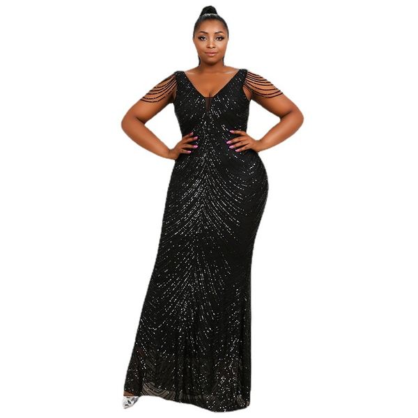 plus size mermaid evening dresses glitter sequins beading v neck black formal party prom dress robe de mariée in stock, Black;red
plus size mermaid evening dresses glitter sequins beading v neck black formal party prom dress robe de mariée in stock, Black;red