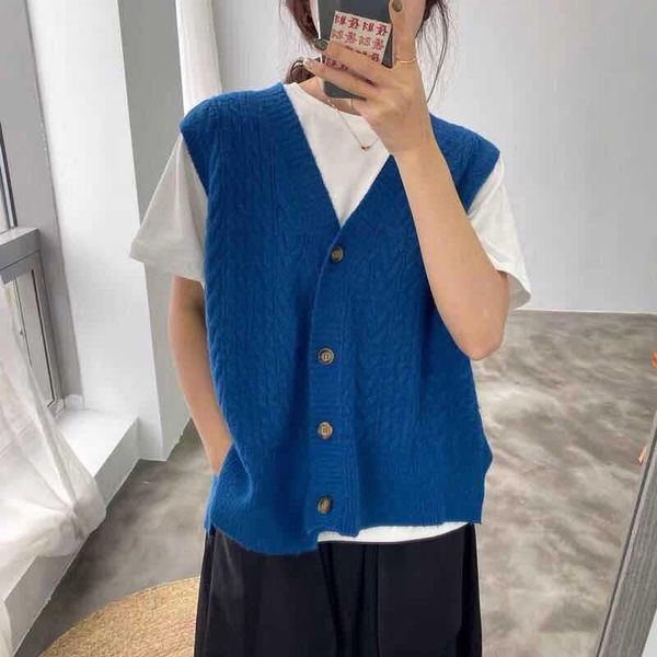 women's knits & tees y2k girl blue vintage jump hook sweater vest korean women loose sleeveless knitted cardigan single-breasted chic o, White
women's knits & tees y2k girl blue vintage jump hook sweater vest korean women loose sleeveless knitted cardigan single-breasted chic o, White
