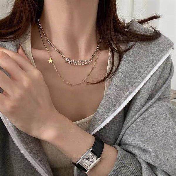 princess letter necklace for women zircon star double charm chains choker pendant necklaces jewelry gift bijoux femme, Silver
princess letter necklace for women zircon star double charm chains choker pendant necklaces jewelry gift bijoux femme, Silver