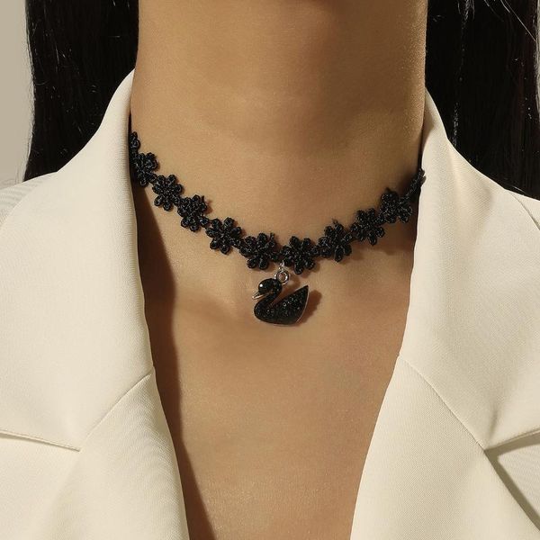handmade lace rhinestone choker necklace with black animal pendant cute fashion jewelry for women accessories chains, Silver
handmade lace rhinestone choker necklace with black animal pendant cute fashion jewelry for women accessories chains, Silver