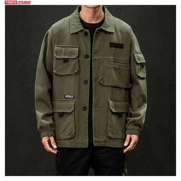 drop autumn japanese cargo coats male streetwear fashion overalls outdoor muliti-pocket jacket 210819, Black;brown
drop autumn japanese cargo coats male streetwear fashion overalls outdoor muliti-pocket jacket 210819, Black;brown
