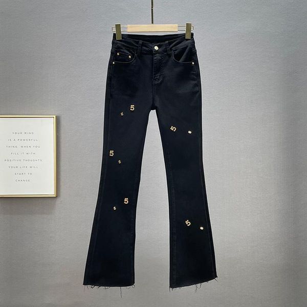 women's jeans fashionable 2021 autumn high waist slim fit european goods lettered black stretch bootcut trousers, Blue
women's jeans fashionable 2021 autumn high waist slim fit european goods lettered black stretch bootcut trousers, Blue