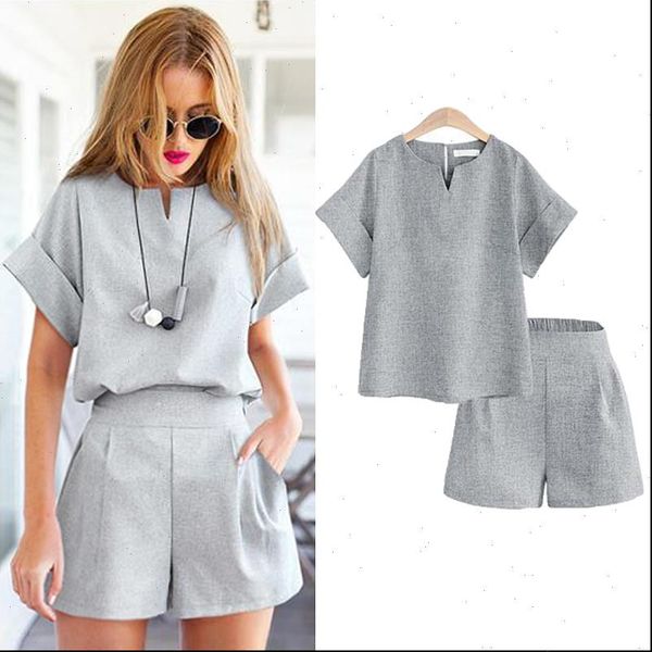 plus size 2 pcs pants women tracksuits set summer gray short sleeve loose crop elastic waist shorts suit l
plus size 2 pcs pants women tracksuits set summer gray short sleeve loose crop elastic waist shorts suit l