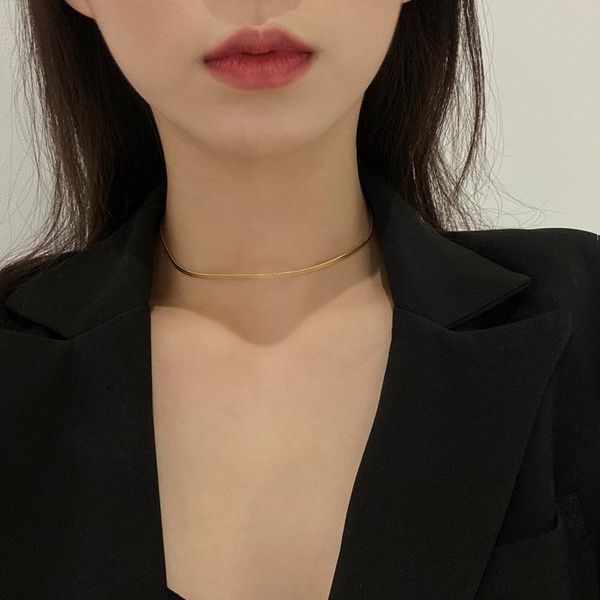 chains shooting trendy necklace creative flat snake chain temperament net red ins wind female clavicle, Silver
chains shooting trendy necklace creative flat snake chain temperament net red ins wind female clavicle, Silver