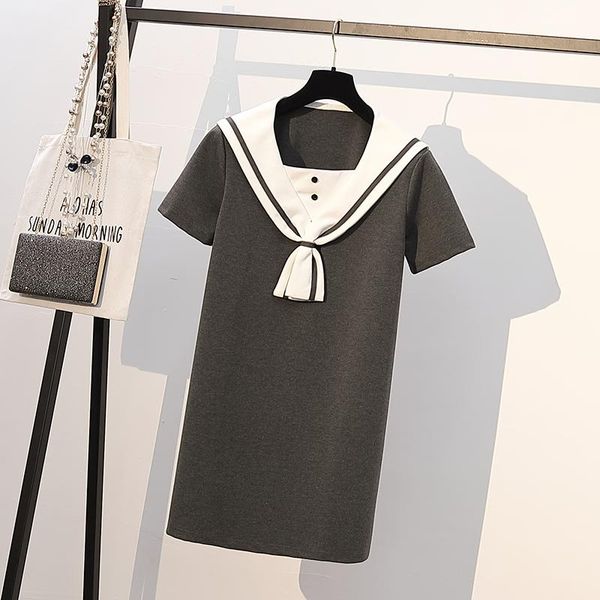 casual dresses big size women's wear slim fat 2021 summer dress short sleeve navy collar sister, Black;gray
casual dresses big size women's wear slim fat 2021 summer dress short sleeve navy collar sister, Black;gray